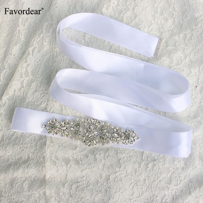 Favordear Luxurious Crystal Rhinestone Bridal Sash Belt