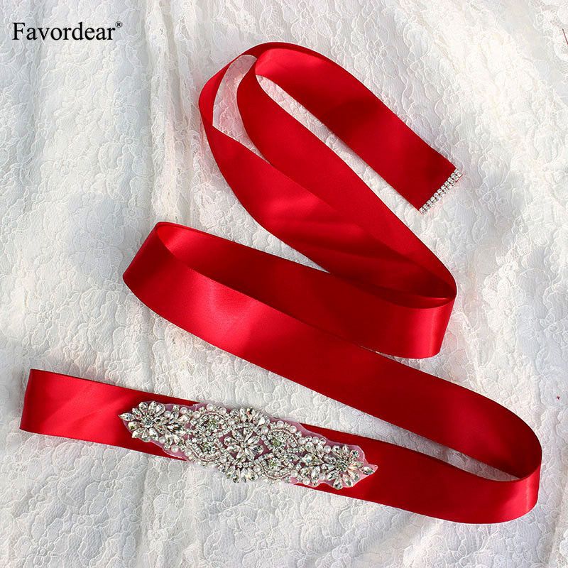 Favordear Luxurious Crystal Rhinestone Bridal Sash Belt