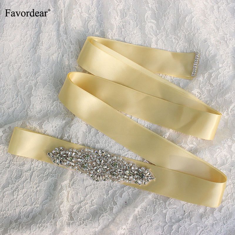 Favordear Luxurious Crystal Rhinestone Bridal Sash Belt