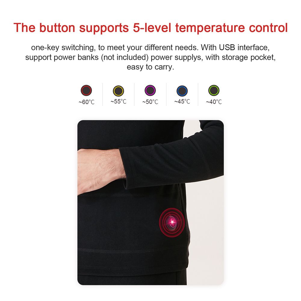 Intelligent Heating Thermal Underwear Set 8-Zone USB