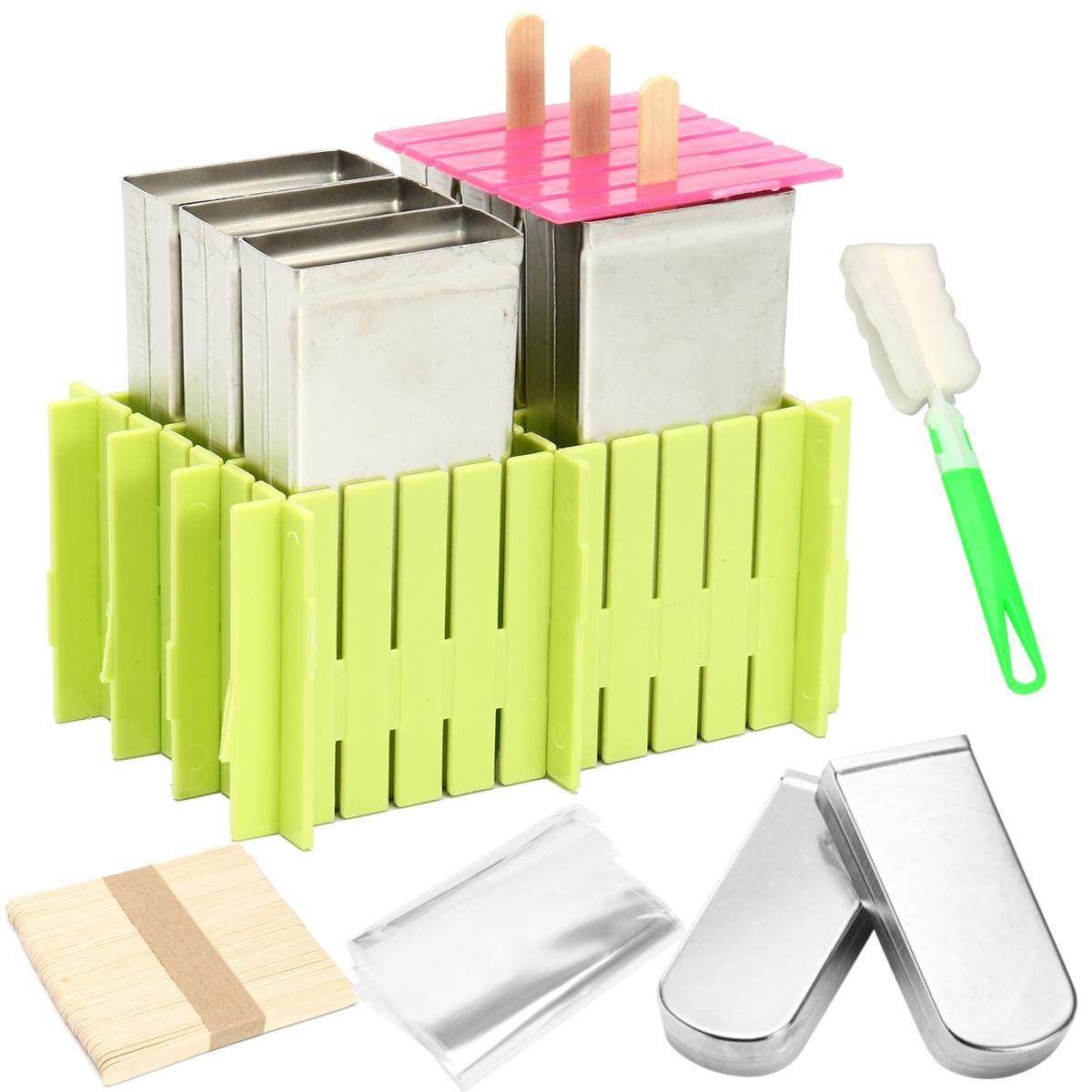 6 Mould Stainless Steel Mold Ice Lolly Popsicle Ice Holder Commercial 6 Round Head Flat Plate   Plastic Frame