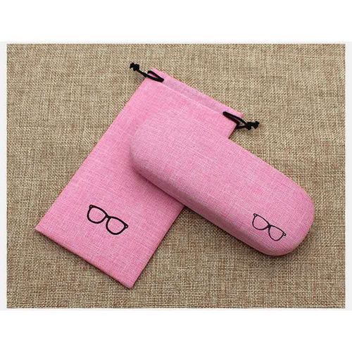 Linen Fabric Case For Eyeglasses Protection (with Glasses Pouch,Cleaning Cloth)