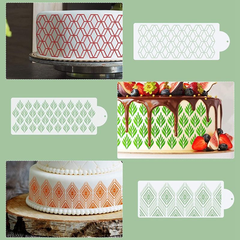 6 Pcs Cake Decorating Stencils Floral Cake Templates Cake