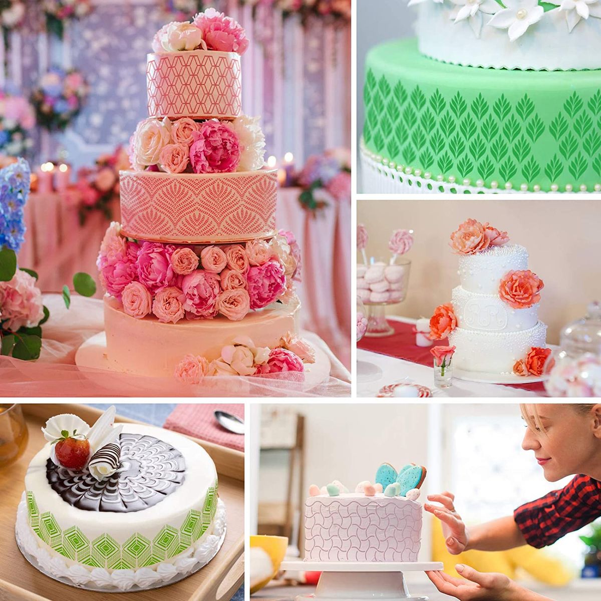 6 Pcs Cake Decorating Stencils Floral Cake Templates Cake