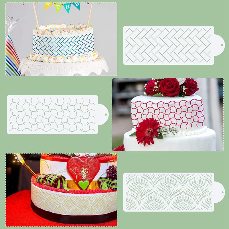 6 Pcs Cake Decorating Stencils Floral Cake Templates Cake