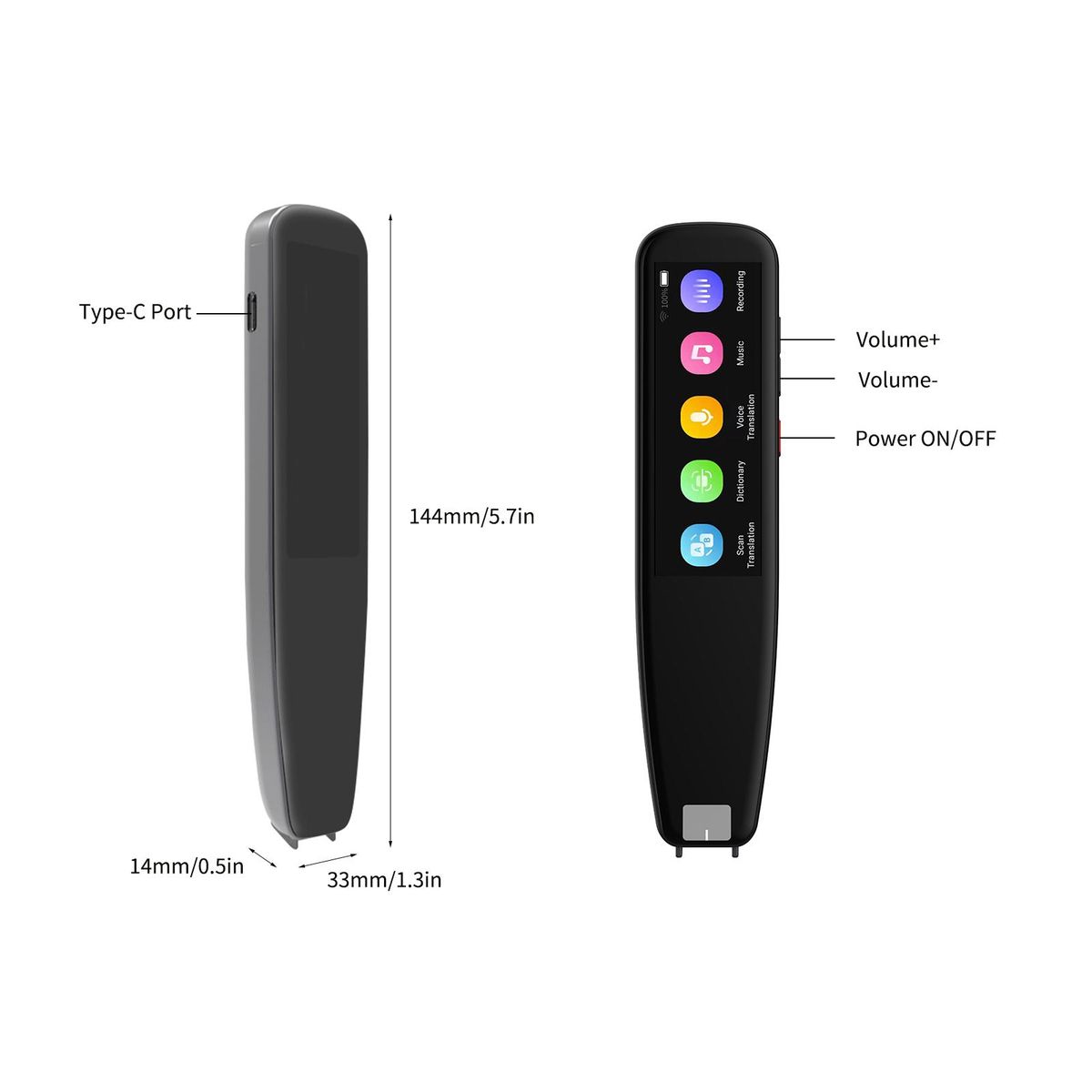 DOSMONO Dictionary Translation Pen Scanner Text Scanning Reading Translator Device Multilingual Scanner WiFi/Hotspot Connection/Offline Recording Pen Support 112 Languages Chinese/English/Japanese/Korean Voice Translation Rec