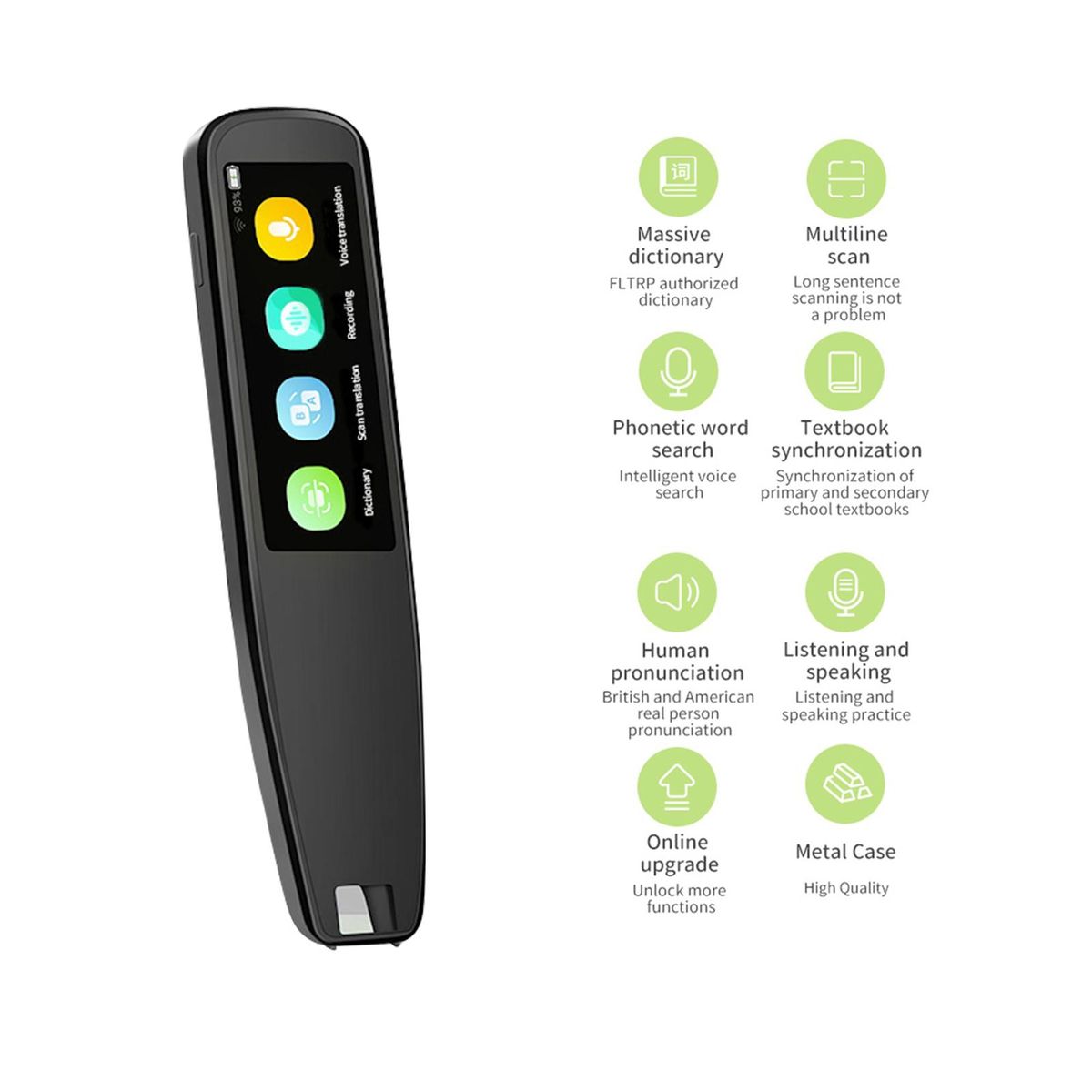 DOSMONO Dictionary Translation Pen Scanner Text Scanning Reading Translator Device Multilingual Scanner WiFi/Hotspot Connection/Offline Recording Pen Support 112 Languages Chinese/English/Japanese/Korean Voice Translation Rec