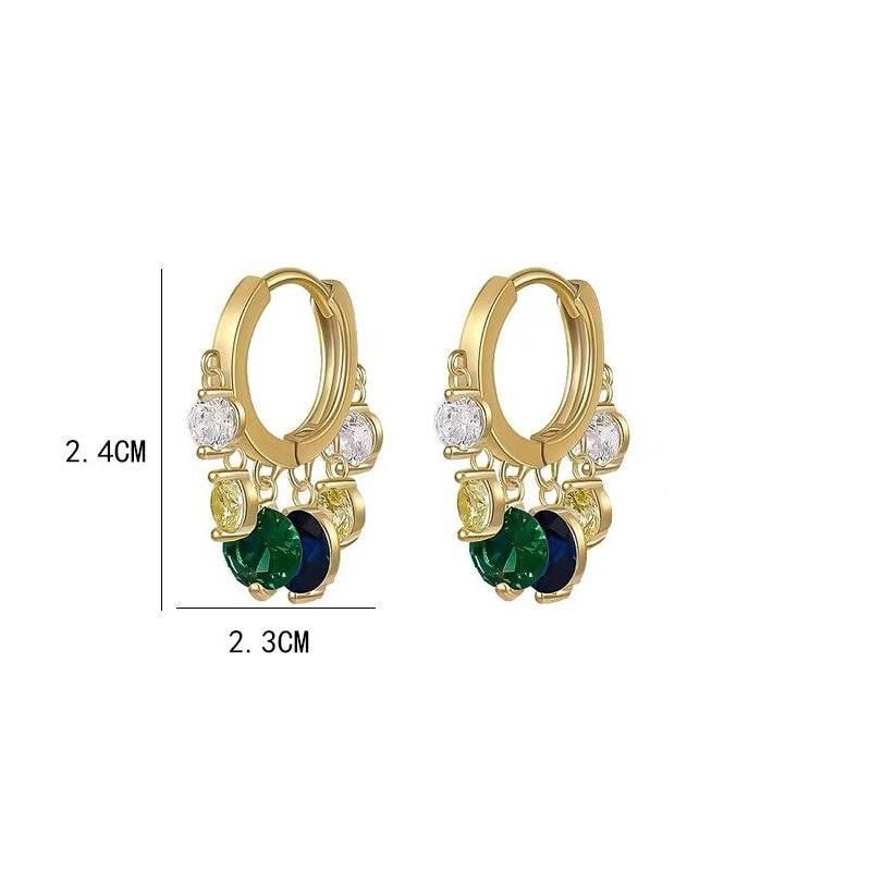 Colorful Transparent Zircon Crystal Charm Hoop Earring For Women Elegant Gold Color Drop Earring Jewelry Gifts
