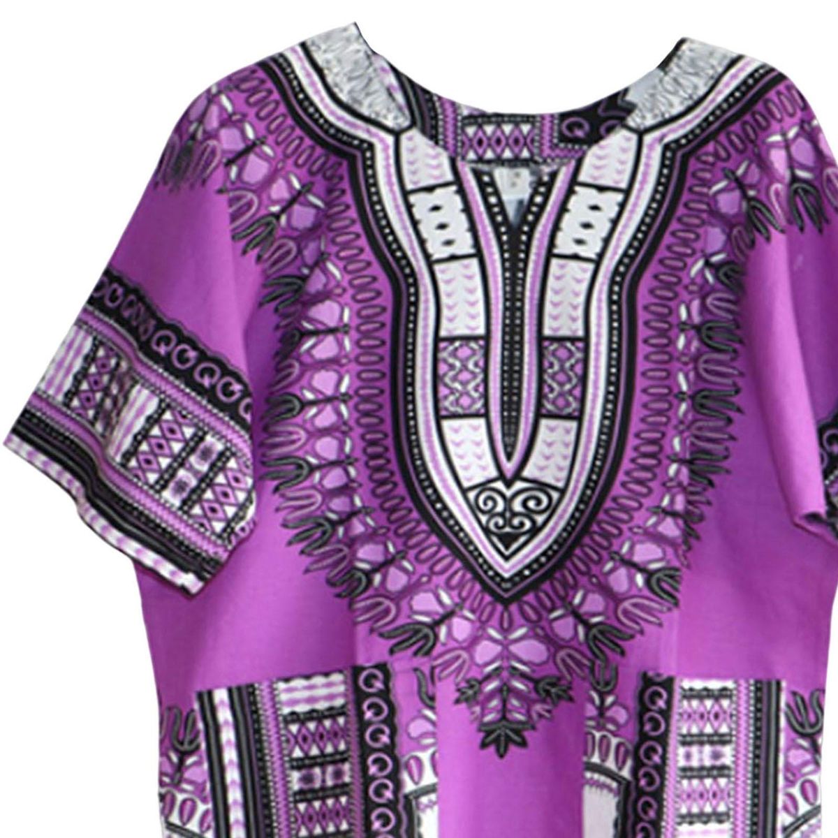 Men Women African Dashiki T Shirt Summer Wear Bright One Size  Purple