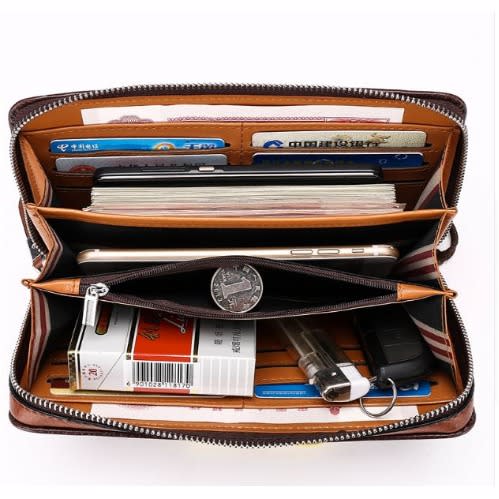 Luxury Leather Purse, Handy Wallet - Brown