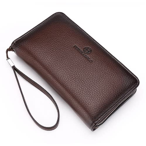 Luxury Leather Purse, Handy Wallet - Brown