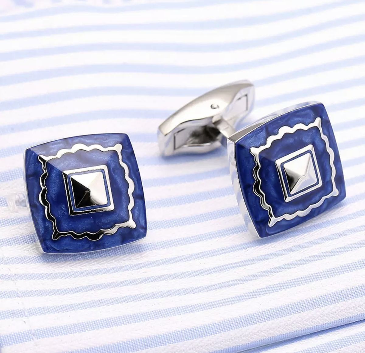 Men's Signature Blue & Silver Cufflinks