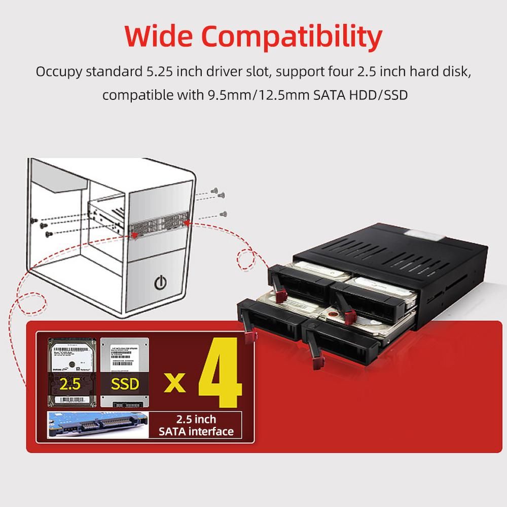 OImaster HE-2006 4-slot Internal Hard Disk Rack Support Four 2.5 inch SATA HDD/SSD Easy Installation Plug and Play