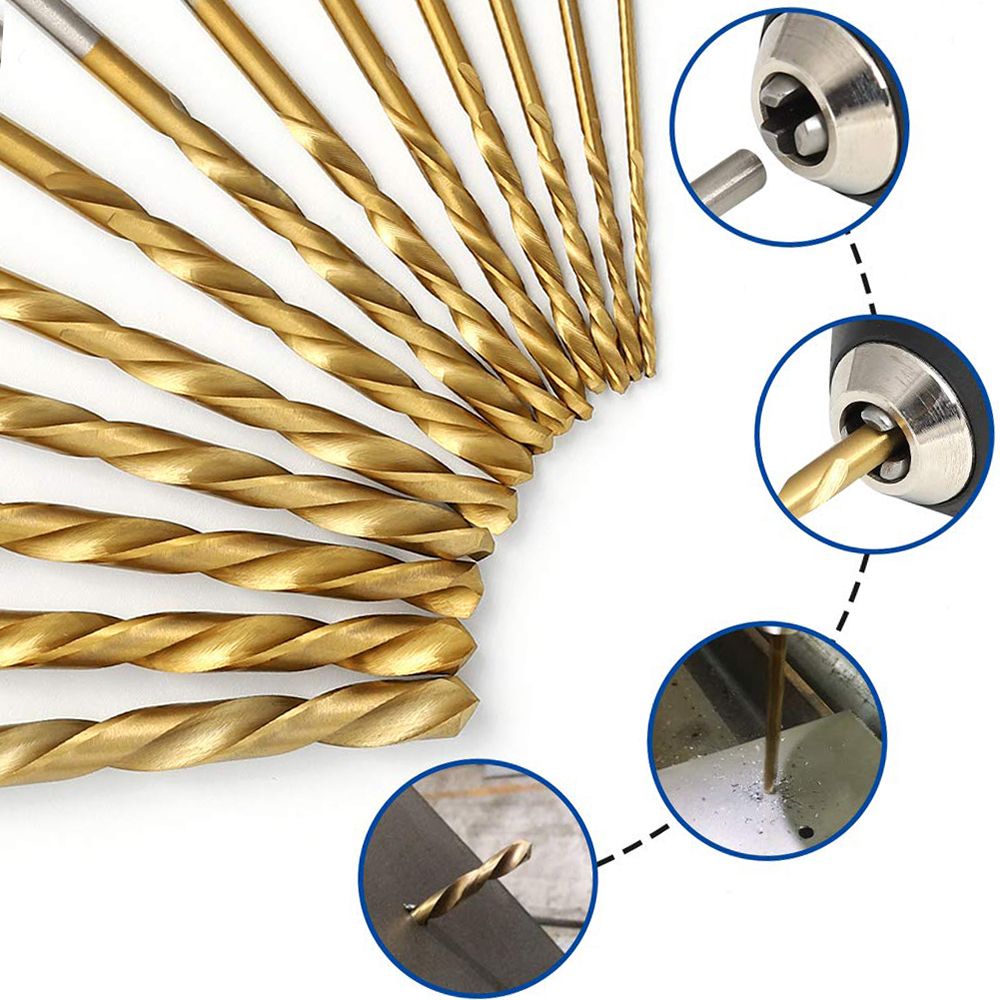 13pcs Left Handed Drill Bit Set M2 HSS With Titanium Nitride