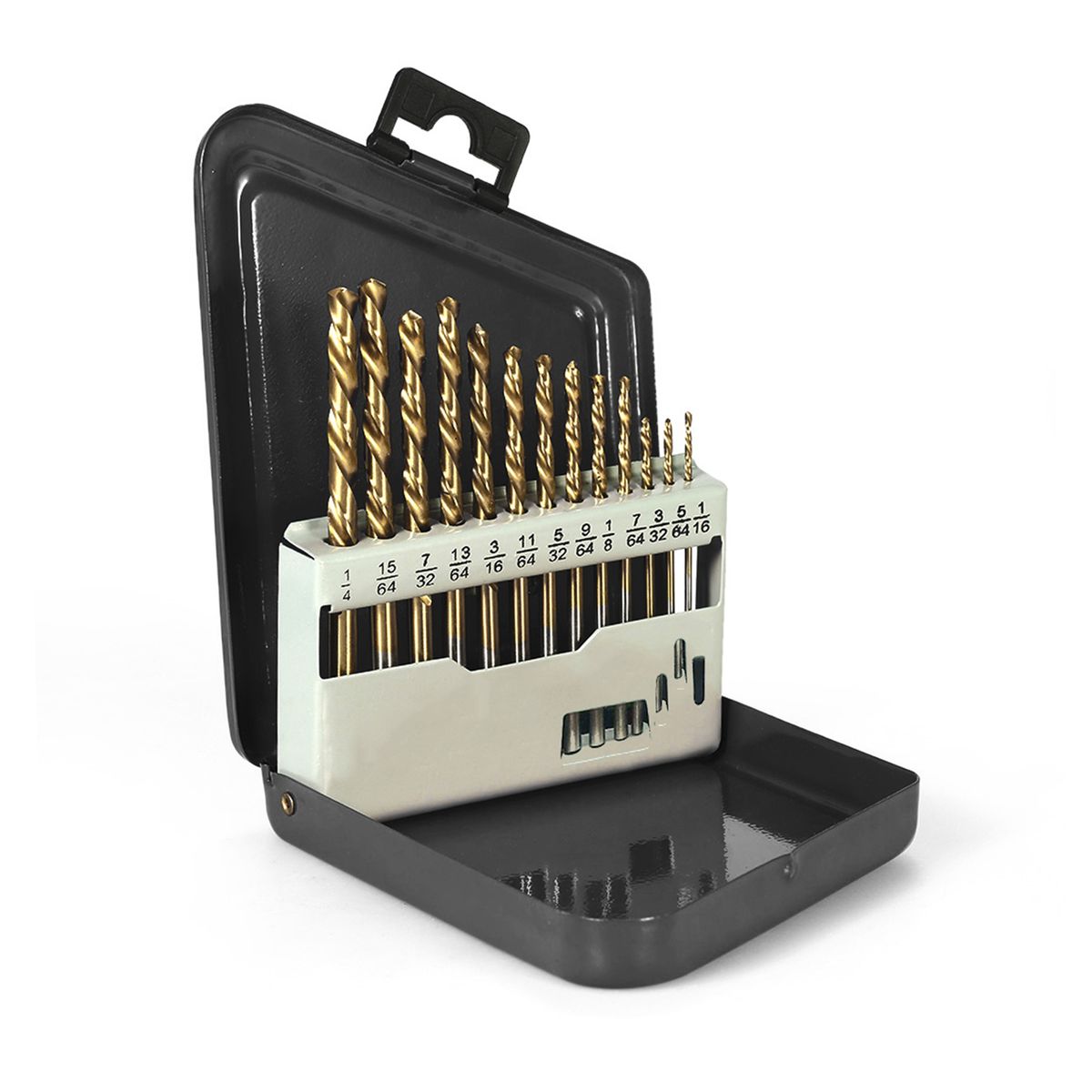 13pcs Left Handed Drill Bit Set M2 HSS With Titanium Nitride
