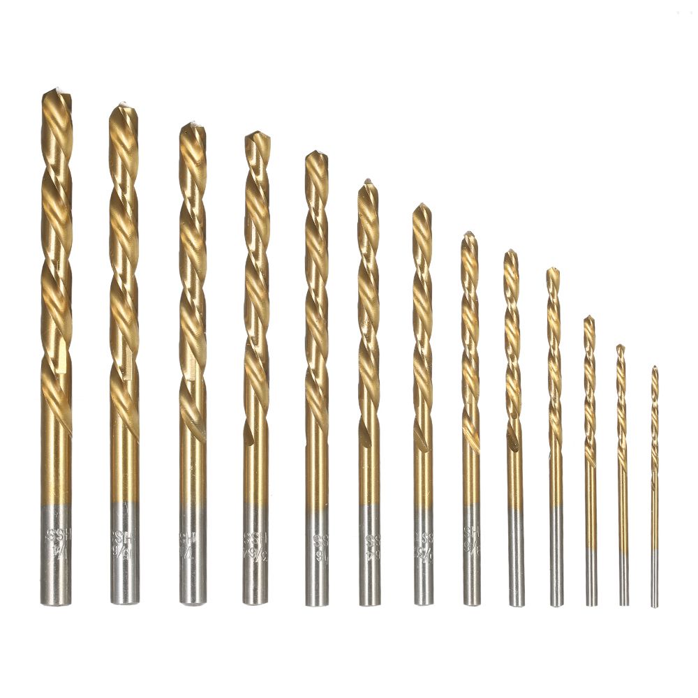 13pcs Left Handed Drill Bit Set M2 HSS With Titanium Nitride