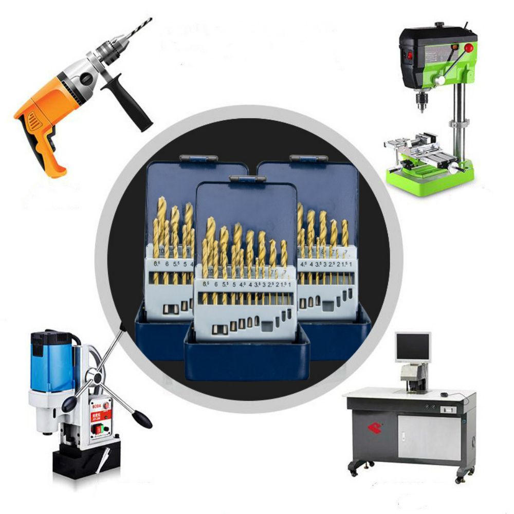 13pcs Left Handed Drill Bit Set M2 HSS With Titanium Nitride