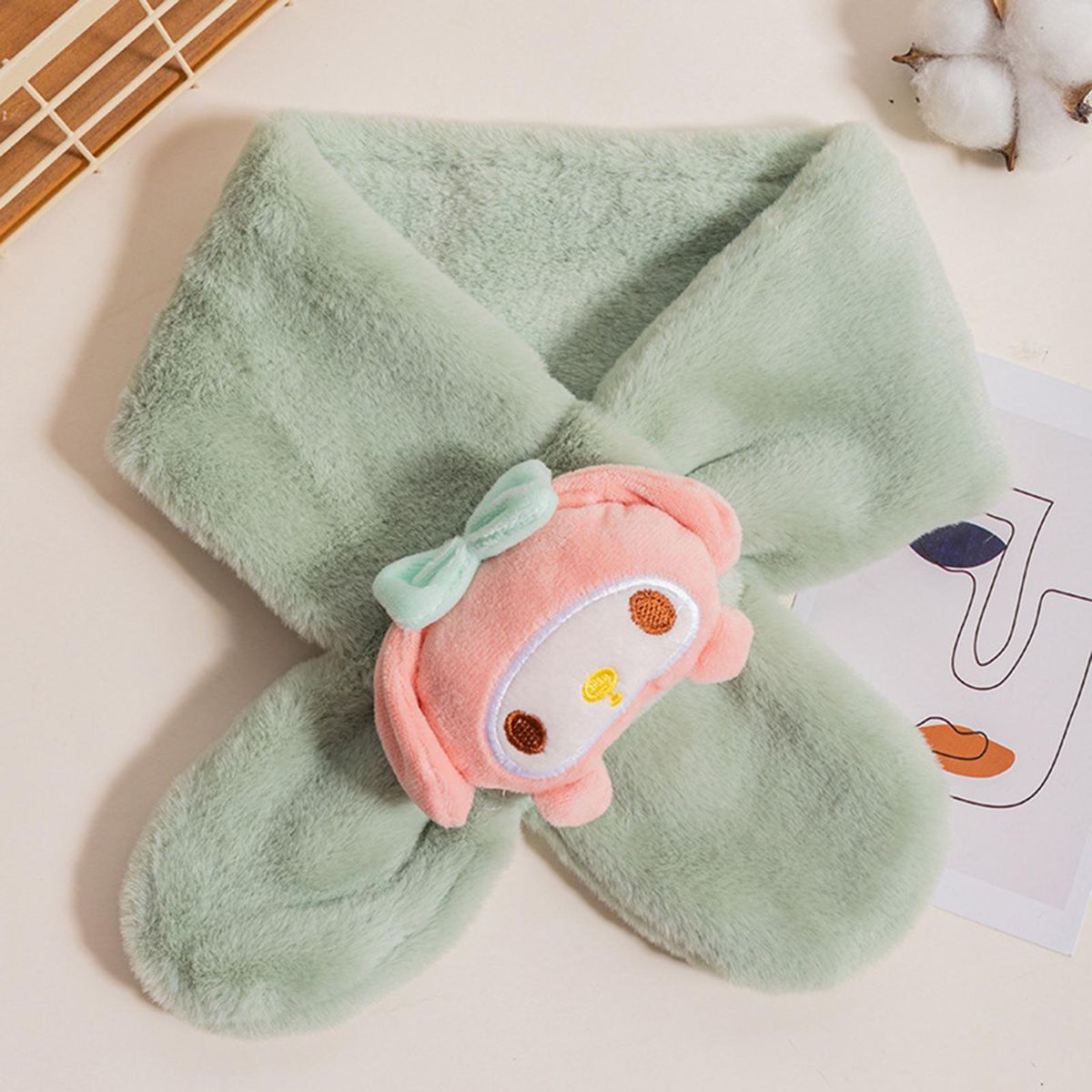 Neck Winter Scarf Washable Baby Kids Scarf Green