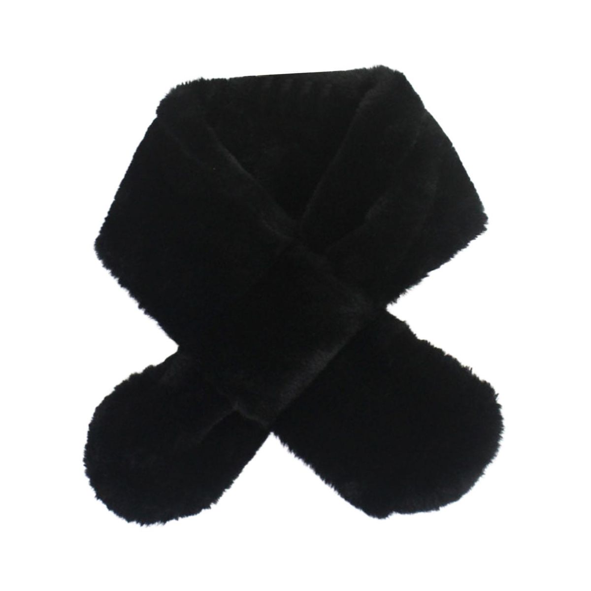 Furry Scarf Wrap Children Winter Thickened Fleece Warm Neck Scarf Black