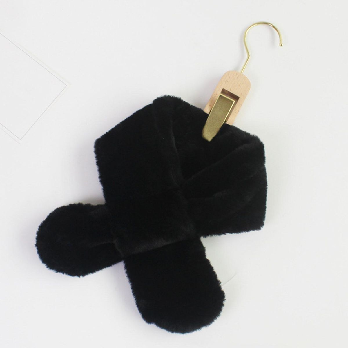 Furry Scarf Wrap Children Winter Thickened Fleece Warm Neck Scarf Black