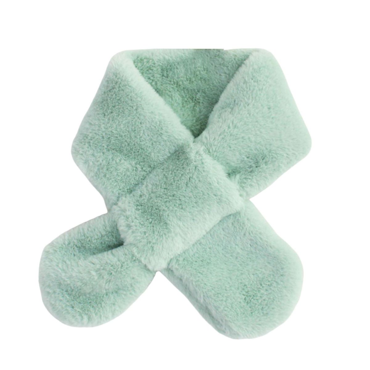 Furry Scarf Wrap Children Winter Thickened Fleece Warm Neck Scarf Mint Green
