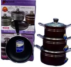 7pcs Non Stick Aluminium Cooking Pots(Free Non Stick Spoon)