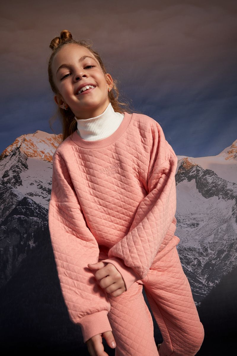 Girl - Relax Fit Crew Neck Knitted Sweat Shirt - Bordeaux