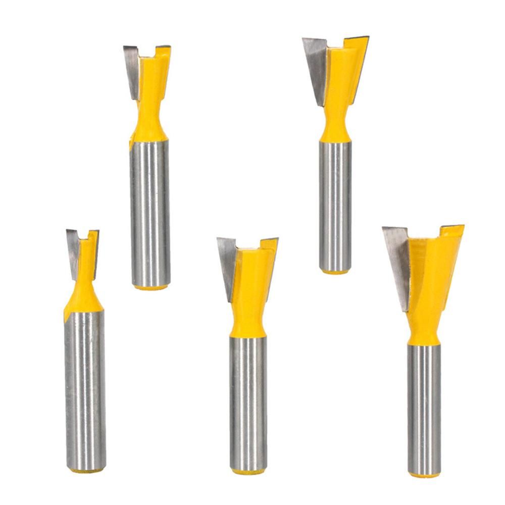 5PCS Dovetail Router Bits Set 8mm Shank 6.35mm 9.53mm 12.7mm 15.88mm 19.05mm Blade Diameter for Woodworking Milling Cutter Tool