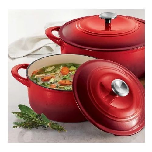 Enameled Cast Iron Dutch Oven 2-pack Pot Set