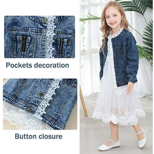 Girls Lace Denim Jean Jacket