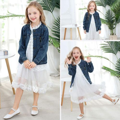 Girls Lace Denim Jean Jacket
