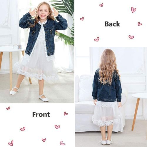 Girls Lace Denim Jean Jacket