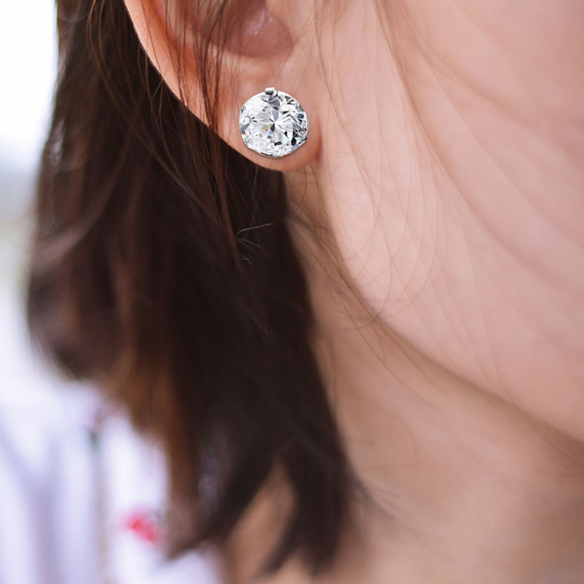 6 Pairs Earrings Wear-resistant Rhinestone Inlaid Stainless Steel Stylish Ear Clips For Daily-Black