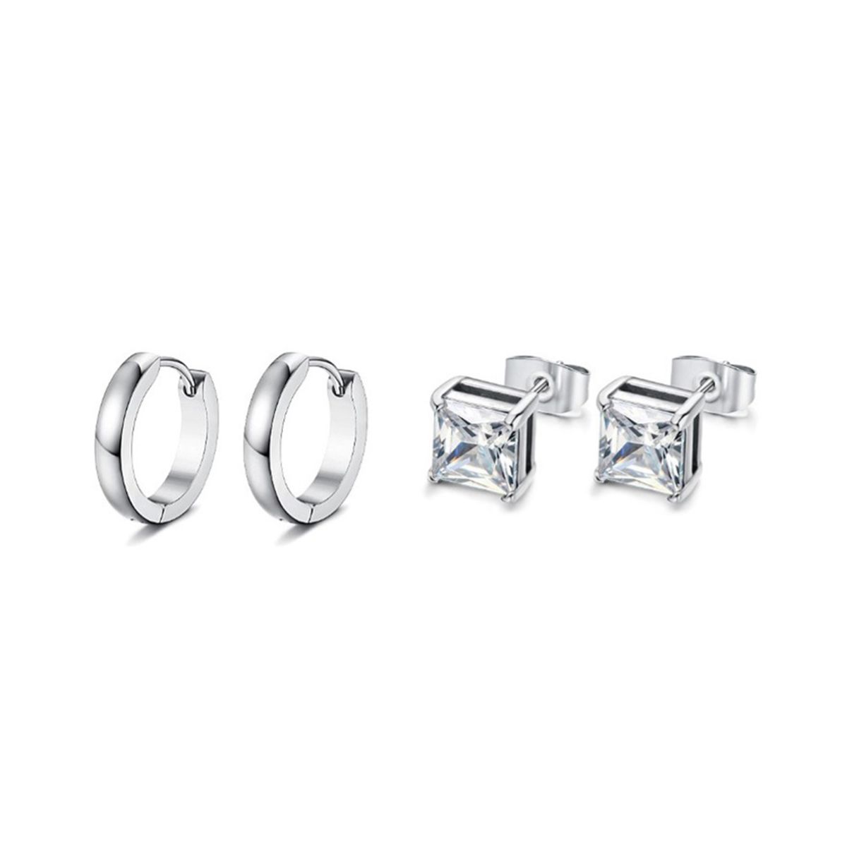 6 Pairs Earrings Wear-resistant Rhinestone Inlaid Stainless Steel Stylish Ear Clips For Daily-Black