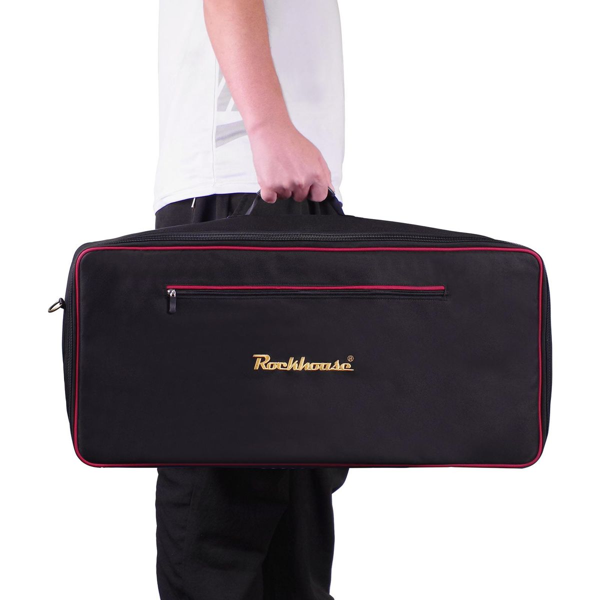 Rockhouse Effect Pedal Bag Guitar Pedal Board Carry Bag Oxford Cloth Portable Zipper Handbag Shoulder Bag with Detachable Strap (Black)