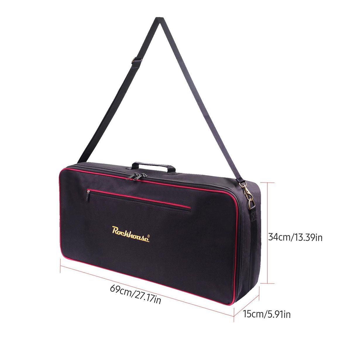 Rockhouse Effect Pedal Bag Guitar Pedal Board Carry Bag Oxford Cloth Portable Zipper Handbag Shoulder Bag with Detachable Strap (Black)