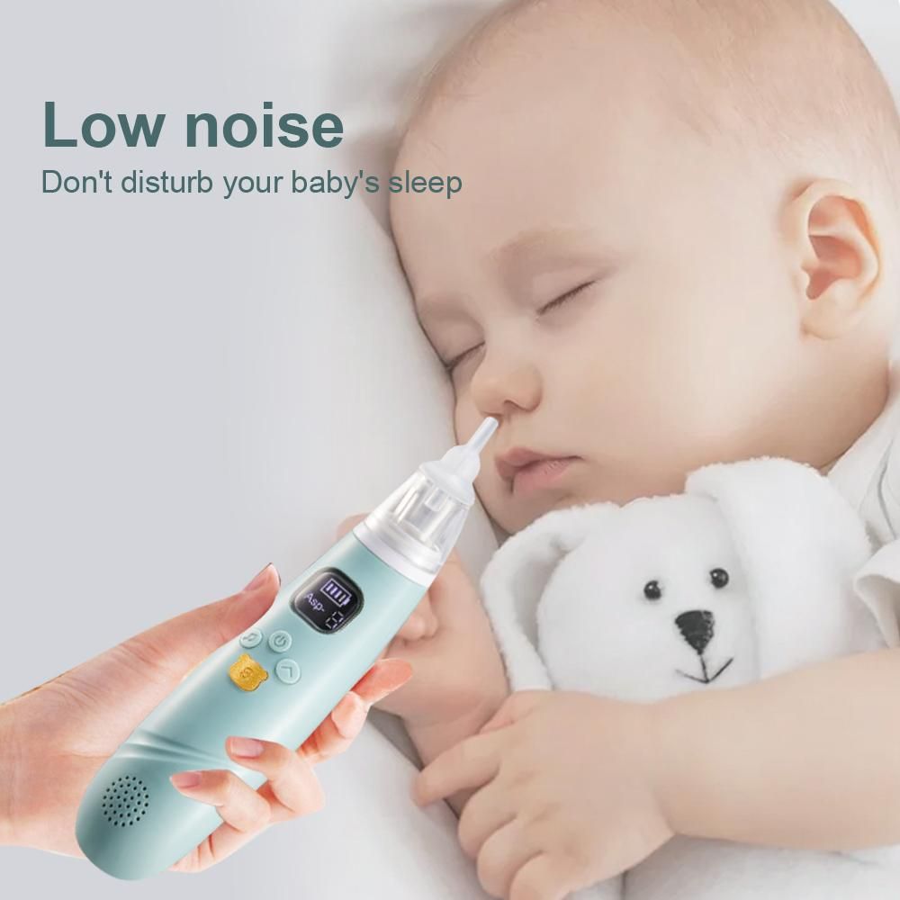 Handheld Electric Baby Nasal Aspirator Baby Nose Sucker Nose Cleaner for Infants 3 Suction Levels Low Noise Anti-backflow Built-in Battery Soothing Music with 3pcs Silicone Suction Tips