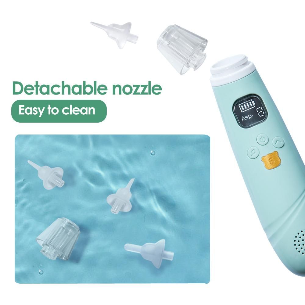 Handheld Electric Baby Nasal Aspirator Baby Nose Sucker Nose Cleaner for Infants 3 Suction Levels Low Noise Anti-backflow Built-in Battery Soothing Music with 3pcs Silicone Suction Tips