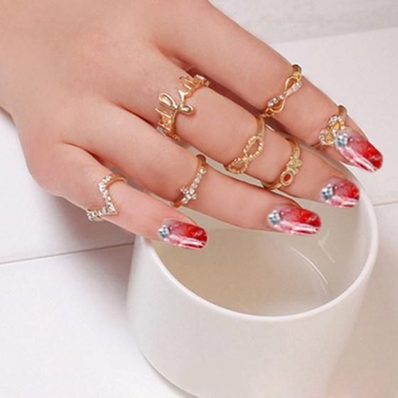 1 Set 7pcs Womens New Elegant Bowknot Knuckle Midi Mid Finge