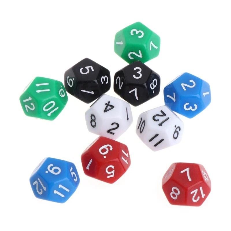 10pcs 12 Sided Acrylic Number Dice Family Party Bar Night Club Board Game
