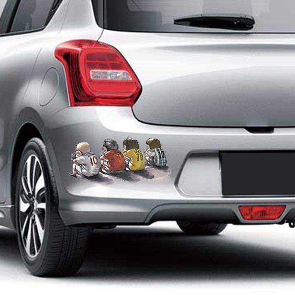 Funny Cartoon Car Sticker Football Player Pattern Waterproof Decals