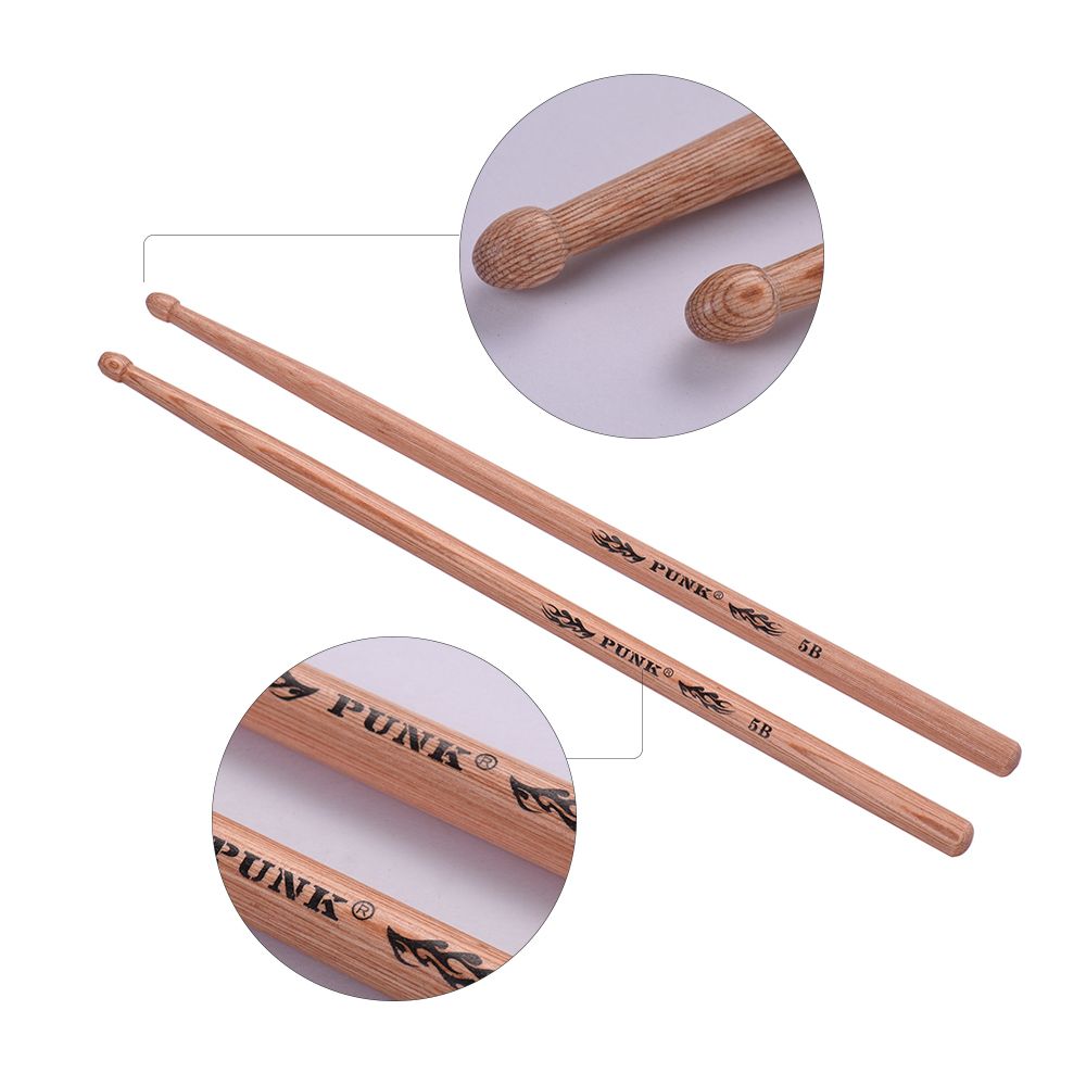 One Pair Of 5B Wooden Drumsticks Drum Sticks Hickory Wood