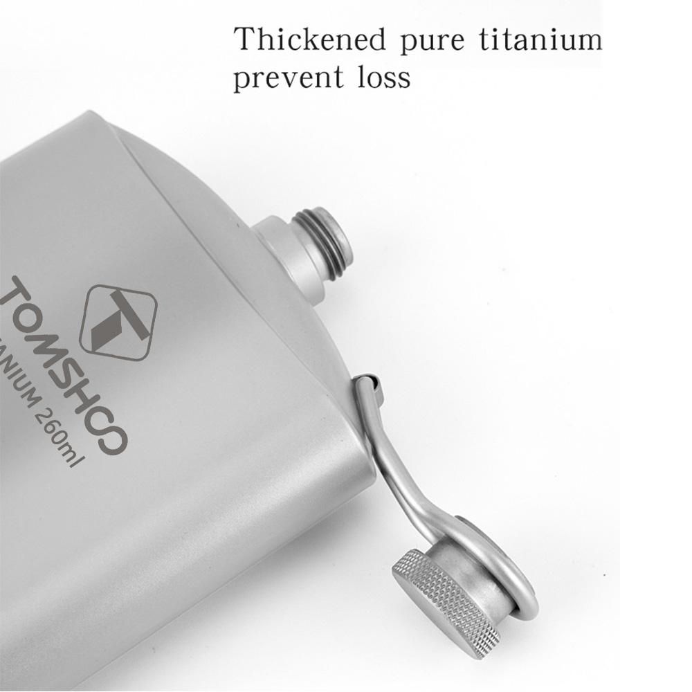 TOMSHOO 260ml Titanium Hip Flask Outdoor Wine Pot Portable Flagon with Cap