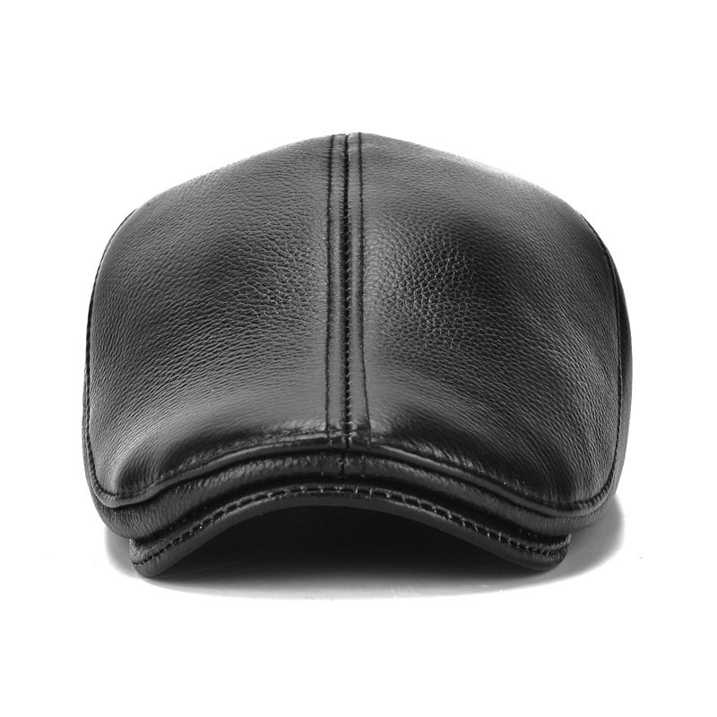 Men's Outdoor Leather Cap Winter Beret Genuine Leather Dad Hat