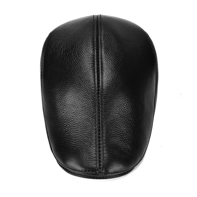 Men's Outdoor Leather Cap Winter Beret Genuine Leather Dad Hat