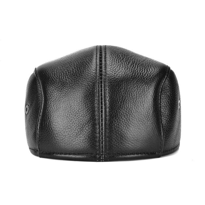 Men's Outdoor Leather Cap Winter Beret Genuine Leather Dad Hat