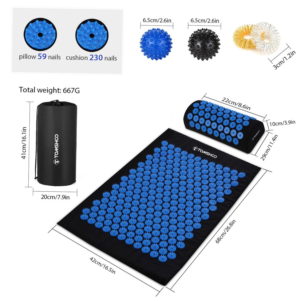 Acupressure Mat and Pillow Set
