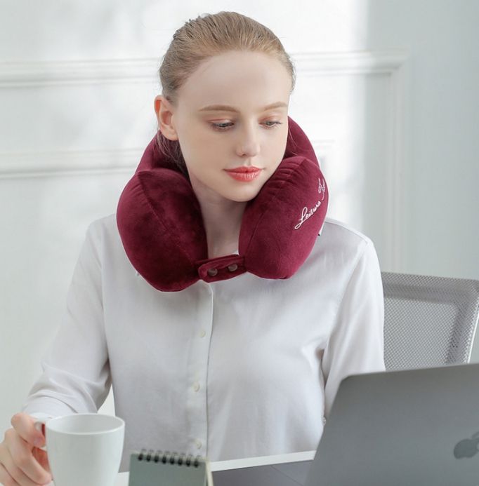 Fluffy Neck And Cervical Pillow In Purple