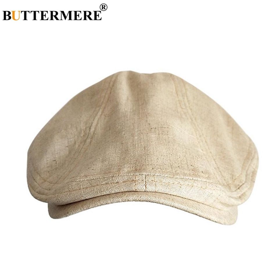 Linen Berets Men White Casual Flat Caps Women British Cabbie Directors Cap