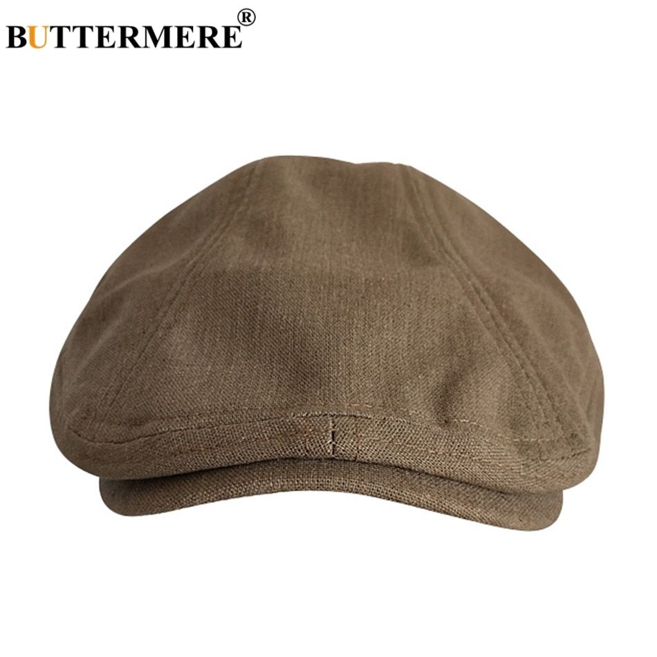 Linen Berets Men White Casual Flat Caps Women British Cabbie Directors Cap